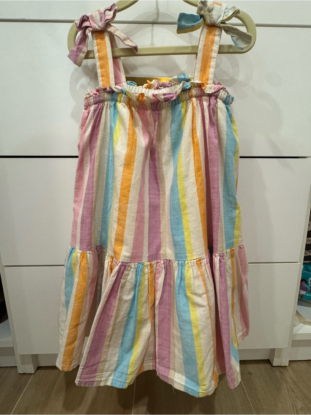 Cat & Jack Pastel Multicolor Striped Tie-Shoulder Dress